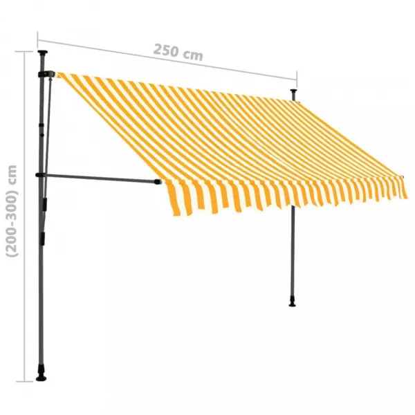 Ručne zaťahovacia markíza s LED svetlom 250x120 cm Dekorhome Bílá / modrá