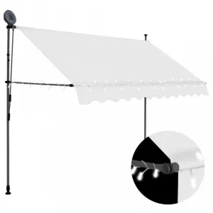 Ručne zaťahovacia markíza s LED svetlom 250x120 cm Dekorhome Bílá / modrá