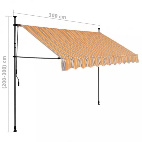 Ručne zaťahovacia markíza s LED svetlom 300x120 cm Dekorhome Bílá / modrá
