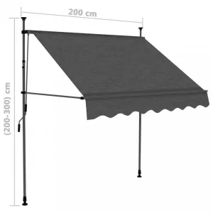 Ručne zaťahovacia markíza s LED svetlom 200x120 cm Dekorhome Bílá / modrá
