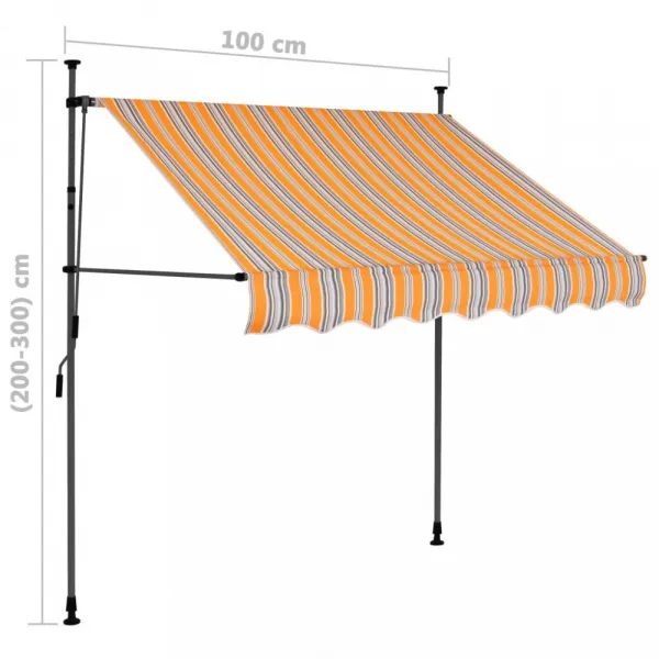 Ručne zaťahovacia markíza s LED svetlom 100x120 cm Dekorhome Bílá / modrá