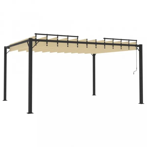 Pergola s lamelovou strechou 3 x 4 m hliník / látka Dekorhome
