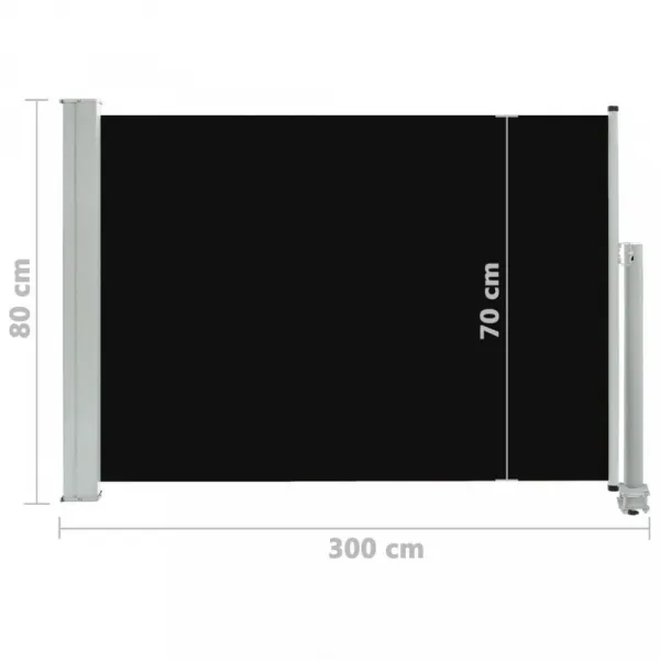 Zaťahovacia bočná markíza 80x300 cm Dekorhome Černá