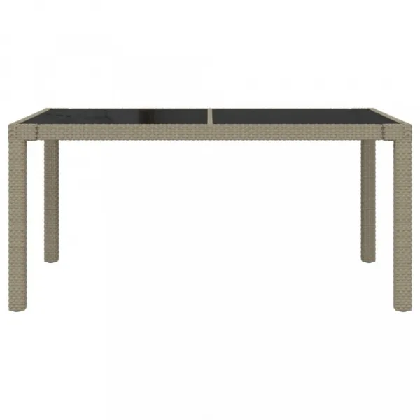 Záhradný stôl 150x90x75 cm sklo / polyratan Dekorhome Béžová / černá