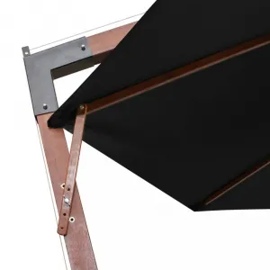 Závesný slnečník s drevenou tyčou Ø 350 cm Dekorhome Černá