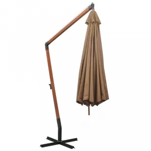 Závesný slnečník s drevenou tyčou Ø 350 cm Dekorhome Černá