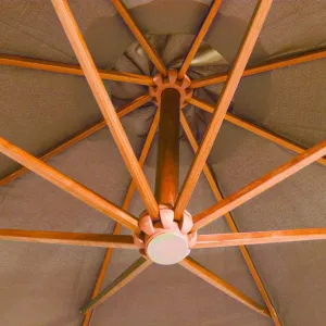 Závesný slnečník s drevenou tyčou Ø 350 cm Dekorhome Černá