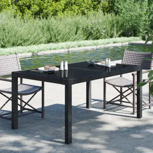 Záhradný stôl 150x90x75 cm sklo / polyratan Dekorhome Béžová / černá