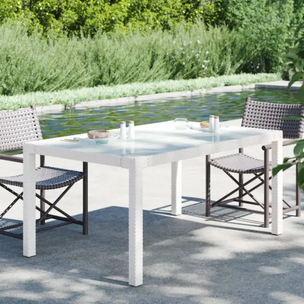 Záhradný stôl 150x90x75 cm sklo / polyratan Dekorhome Béžová / černá