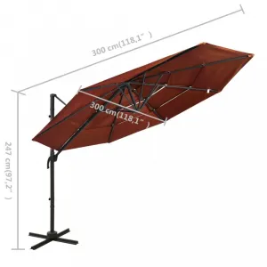 Záhradný slnečník 300 x 300 cm látka/kov Dekorhome Černá