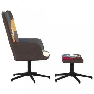 Otočné kreslo s podnožkou patchwork látka / kov Dekorhome Černá