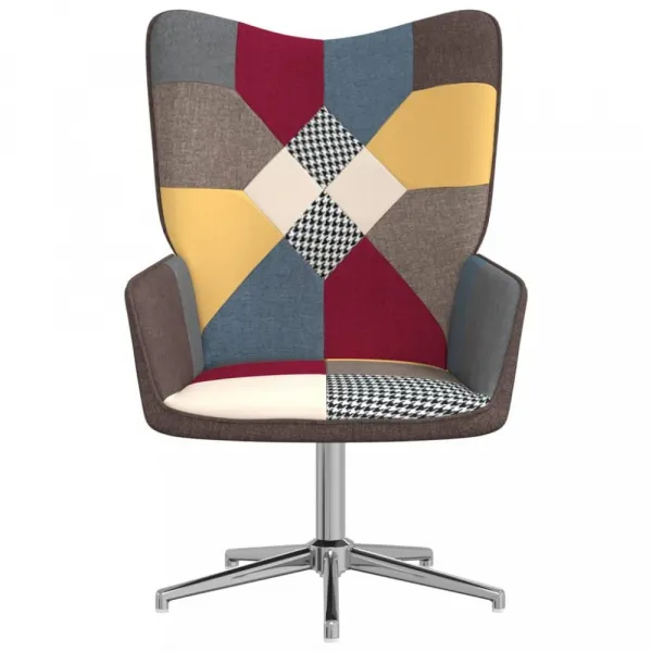 Otočné kreslo s podnožkou patchwork látka / kov Dekorhome Černá