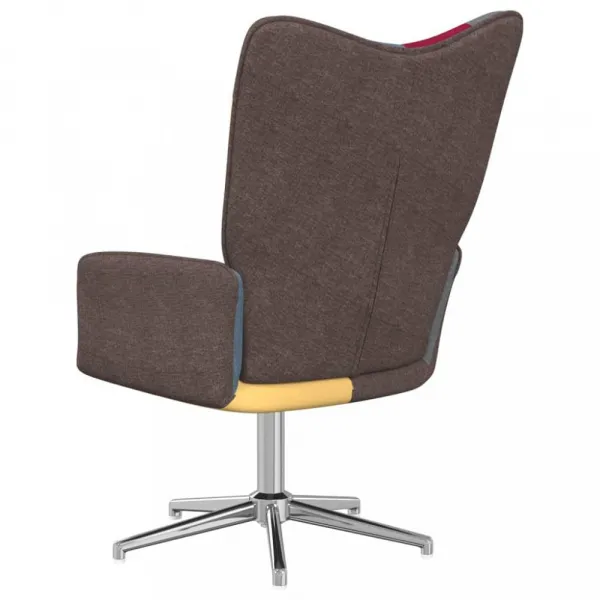 Otočné kreslo s podnožkou patchwork látka / kov Dekorhome Černá