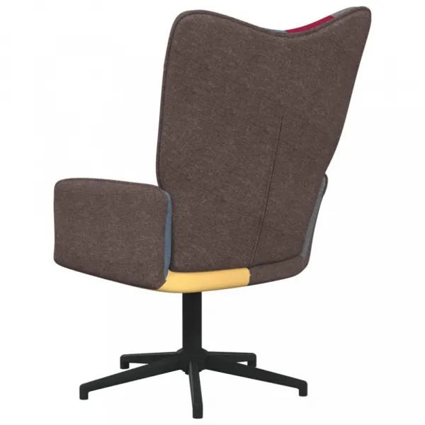 Otočné kreslo s podnožkou patchwork látka / kov Dekorhome Černá