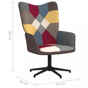 Otočné kreslo s podnožkou patchwork látka / kov Dekorhome Černá