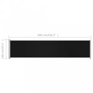 Zaťahovacia bočná markíza 140x600 cm Dekorhome Černá