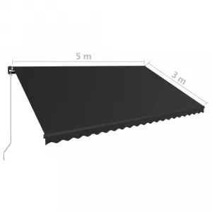 Ručne zaťahovacia markíza s LED svetlom 500x300 cm Dekorhome Bílá / modrá