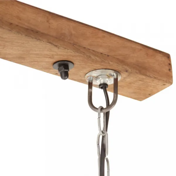 Závesná lampa kov / mangovníkové drevo Dekorhome Černá