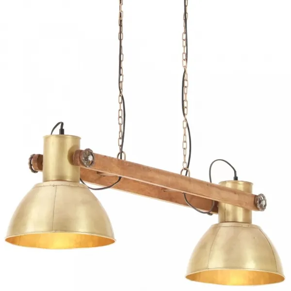 Závesná lampa kov / mangovníkové drevo Dekorhome Černá