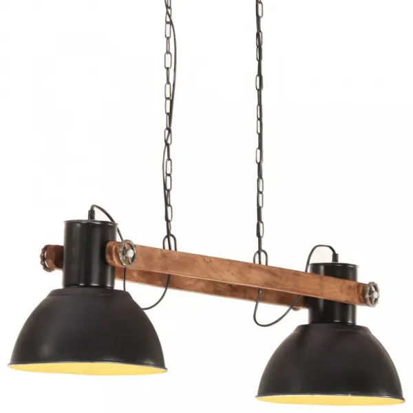 Závesná lampa kov / mangovníkové drevo Dekorhome Černá