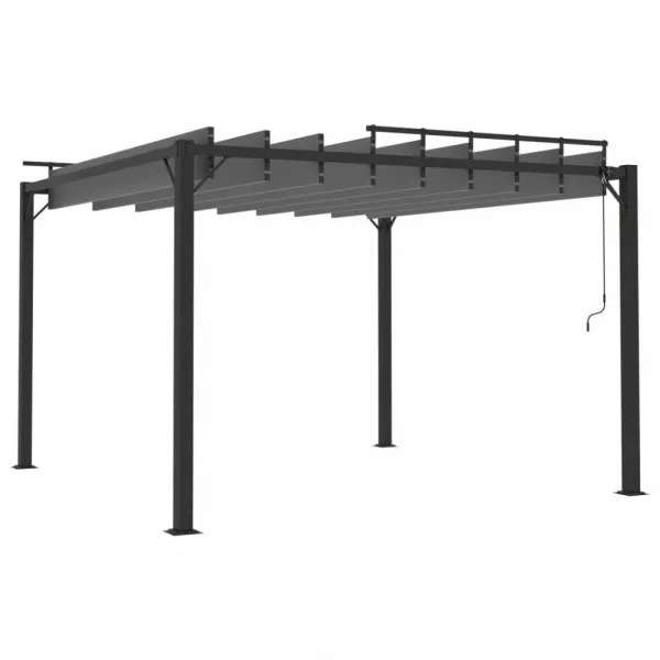 Pergola s lamelovou strechou 3 x 3 m hliník / látka Dekorhome Krémová