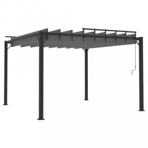 Pergola s lamelovou strechou 3 x 3 m hliník / látka Dekorhome Krémová