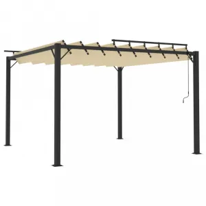 Pergola s lamelovou strechou 3 x 3 m hliník / látka Dekorhome Krémová