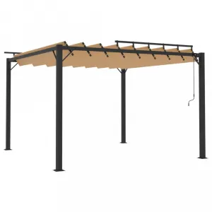 Pergola s lamelovou strechou 3 x 3 m hliník / látka Dekorhome Krémová