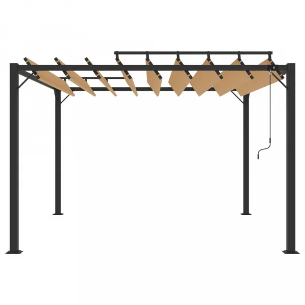 Pergola s lamelovou strechou 3 x 3 m hliník / látka Dekorhome Krémová