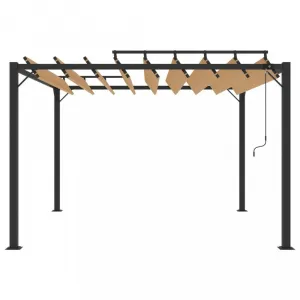 Pergola s lamelovou strechou 3 x 3 m hliník / látka Dekorhome Krémová
