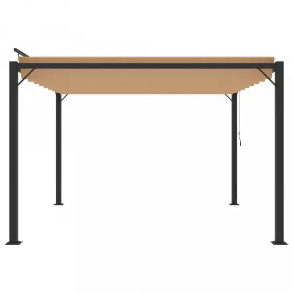 Pergola s lamelovou strechou 3 x 3 m hliník / látka Dekorhome Krémová