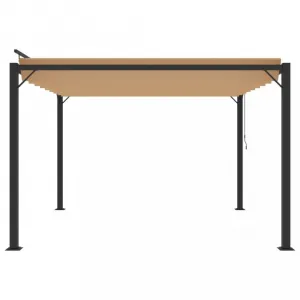Pergola s lamelovou strechou 3 x 3 m hliník / látka Dekorhome Krémová