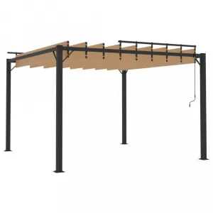 Pergola s lamelovou strechou 3 x 3 m hliník / látka Dekorhome Krémová
