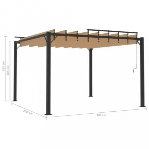 Pergola s lamelovou strechou 3 x 3 m hliník / látka Dekorhome Krémová