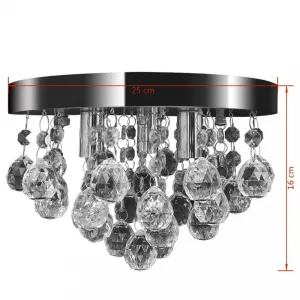 Stropná lampa luster krištáľ / chróm Dekorhome Černá
