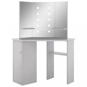 Rohový toaletný stolík s LED Dekorhome Černá
