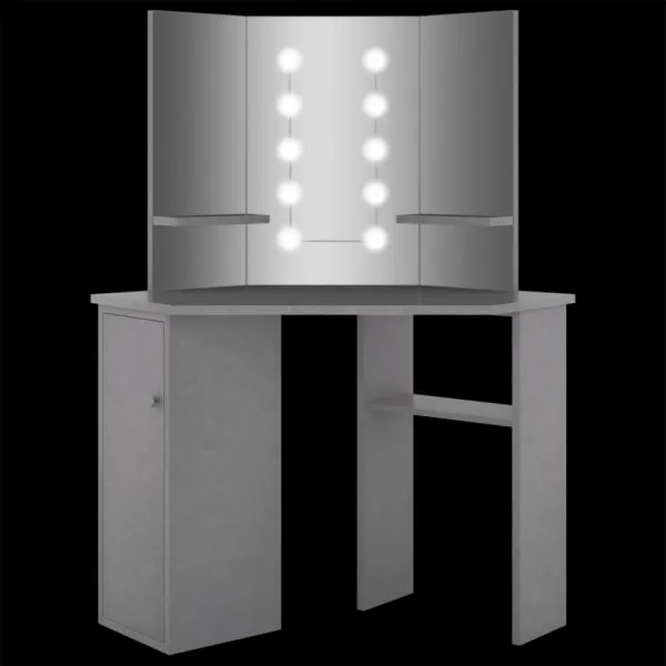 Rohový toaletný stolík s LED Dekorhome Černá