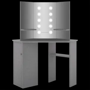 Rohový toaletný stolík s LED Dekorhome Černá