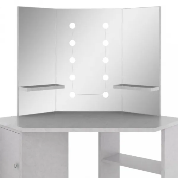Rohový toaletný stolík s LED Dekorhome Černá