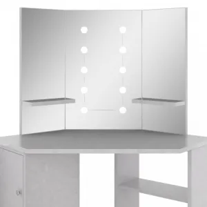 Rohový toaletný stolík s LED Dekorhome Černá