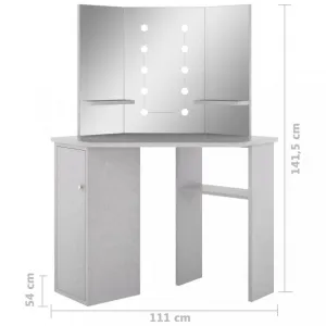Rohový toaletný stolík s LED Dekorhome Černá