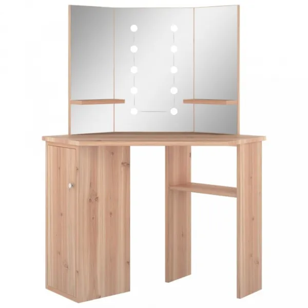 Rohový toaletný stolík s LED Dekorhome Černá