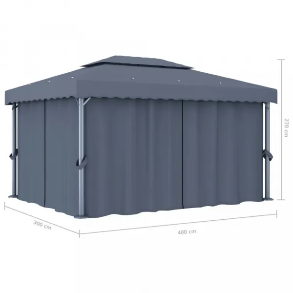 Záhradný altánok so závesmi 4 x 3 m Dekorhome Bílá