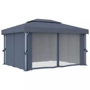 Záhradný altánok so závesmi 4 x 3 m Dekorhome Bílá