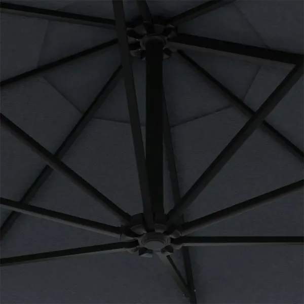 Nástenný slnečník s LED svetlami Ø 300 cm látka/kov Dekorhome Černá