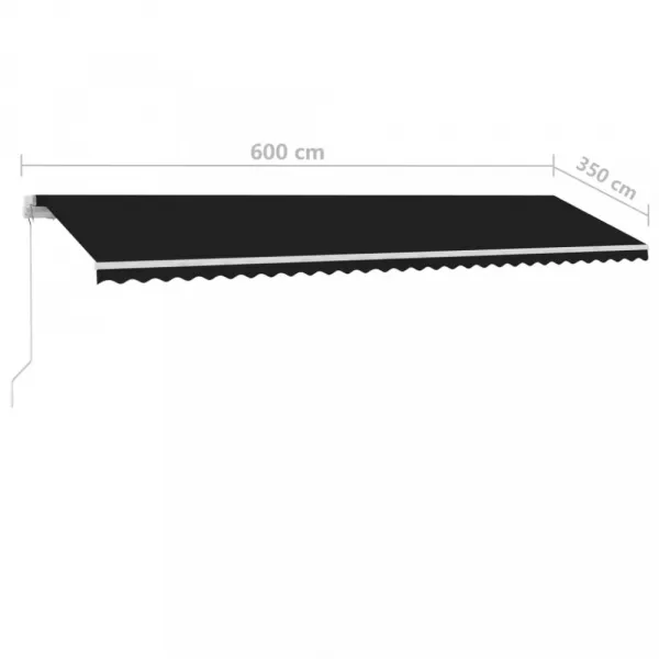 Ručne zaťahovacia markíza s LED svetlom 600x350 cm Dekorhome Bílá / modrá
