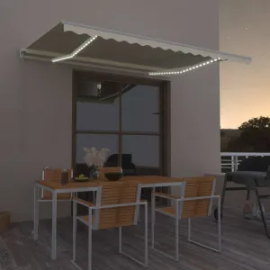 Ručne zaťahovacia markíza s LED svetlom 450x350 cm Dekorhome Bílá / modrá