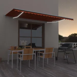 Ručne zaťahovacia markíza s LED svetlom 500x300 cm Dekorhome Bílá / žlutá