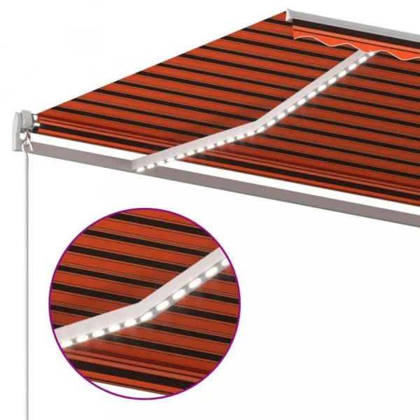 Ručne zaťahovacia markíza s LED svetlom 500x300 cm Dekorhome Bílá / žlutá