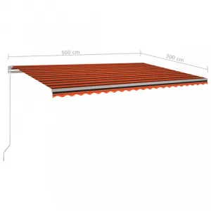 Ručne zaťahovacia markíza s LED svetlom 500x300 cm Dekorhome Bílá / žlutá